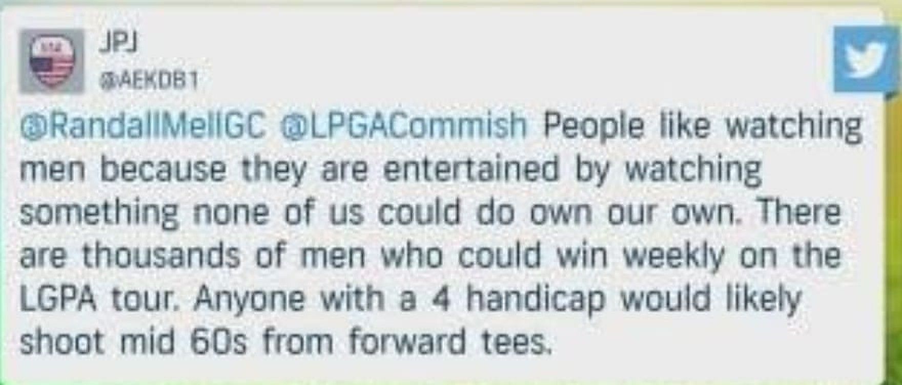 Golf fan's mean comment on LPGA players (Image via Golf Channel)